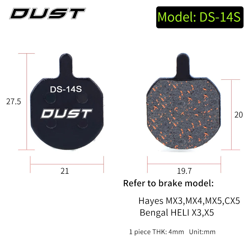 DUST 1Pair Semi-Metal Bicycle Hydraulic Disc Brake Pad MTB Mountain Bike Parts for SHIMANO XT XTR M315 SRAM Avid BB5 BB7 E1 E3