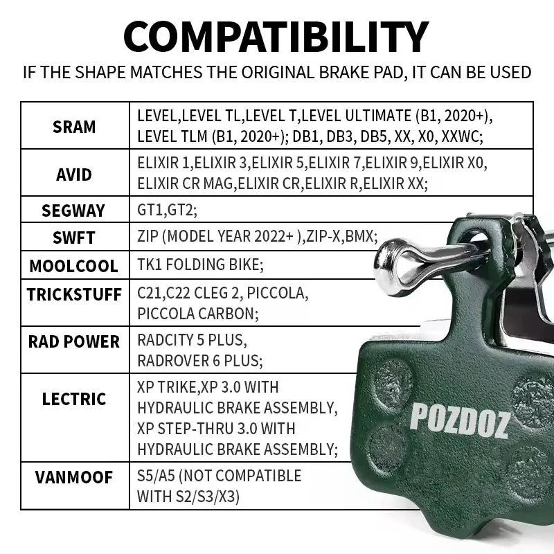 POZDOZ Ceramic Hydraulic Disc Brake Pads Wear-Resistant Disc