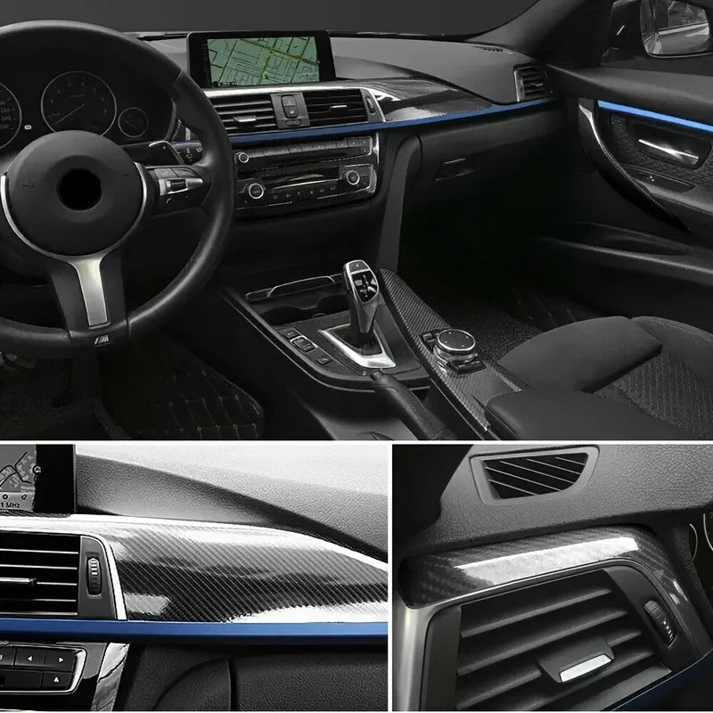 7D Carbon Fiber Car Film Interior Moulding Stickers PU Leath