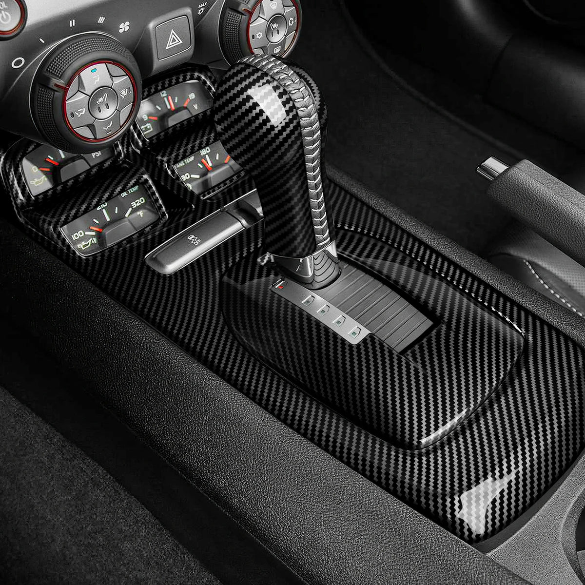 ABS Car Center Console Gear Shift Panel Carbon Fiber Interio