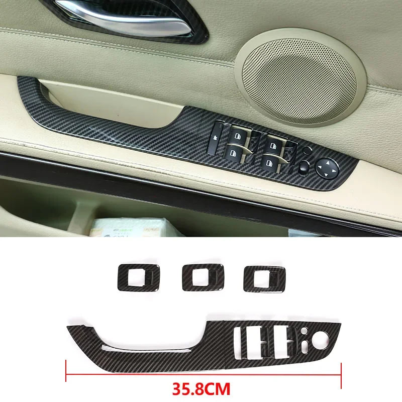 For BMW 3 Series E90 2005-2012 Car Carbon Fiber Interior Decoration Cover Stickers Dashboard Console Gear Shift Door Handle Trim