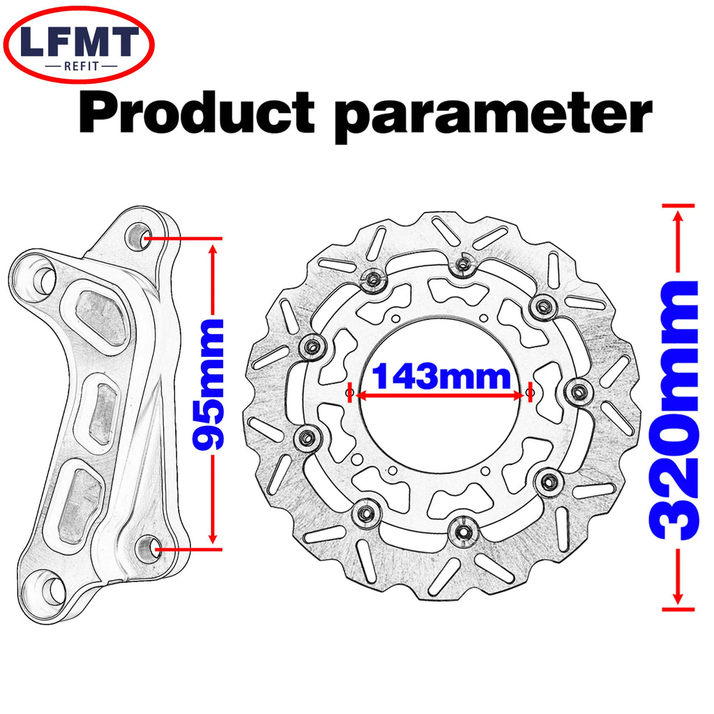 320MM Front Brake Discs Rotors Brake Caliper Adaptor Bracket