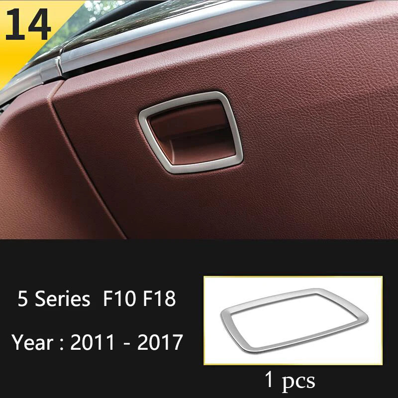 For BMW 5 Series F10 F11 F18 Accessories Stainless Steel Modified Interior Car Central Air Outlet Set Trim Sticker Frame Styling