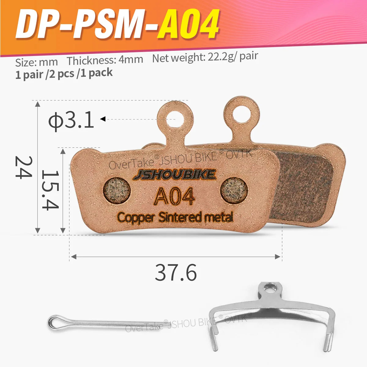 JSHOUBIKE Sintered Metal Hydraulic Brake Pads for SRAM G2 Gu