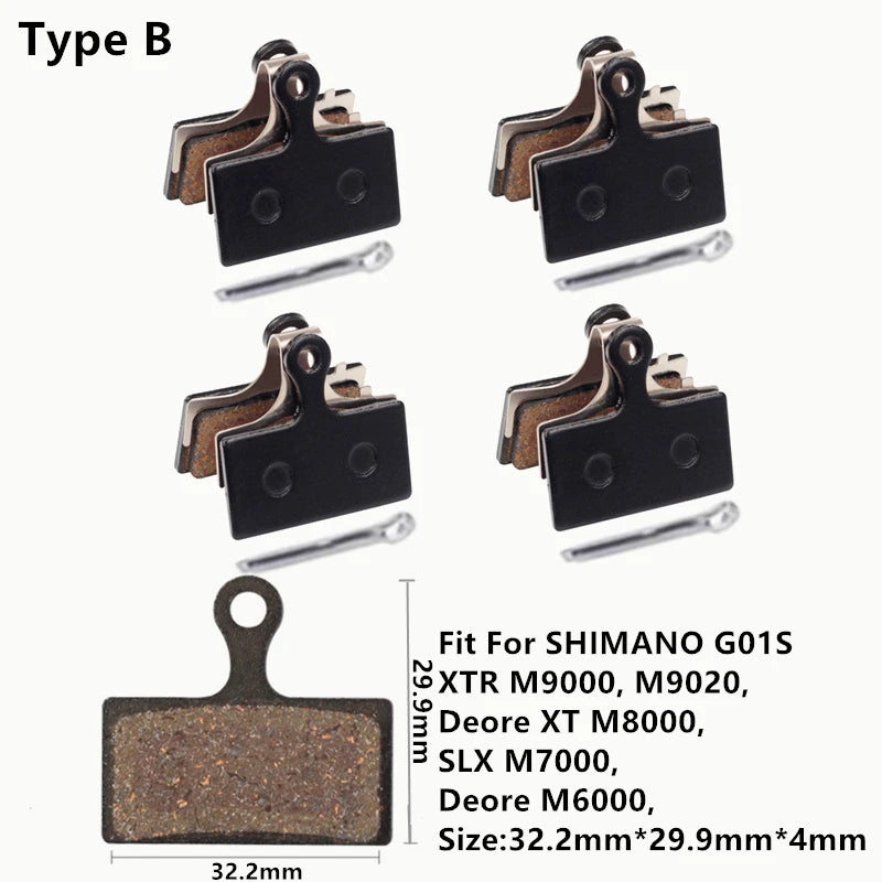 4Pairs Bike MTB Semi-Metallic Disc Brake Pads For Shimano B01S G01S A01S XTR XT SLX Deore Sram Guide Level HRD Red Etap Magura