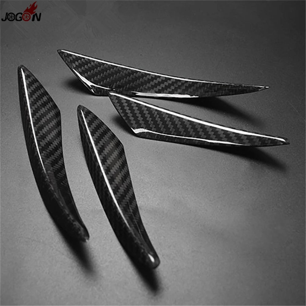 4Pcs Carbon Fiber Car Side Fins Canards Stickers Car Bumper 