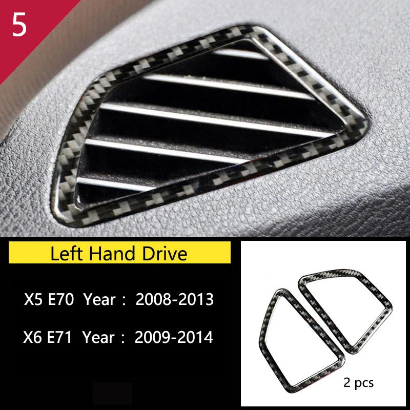 For BMW X5 X6 E70 E71 Accessories Car Interior Air Conditioning CD Console Panel Cover Decoration Trim Carbon Fiber Car Styling
