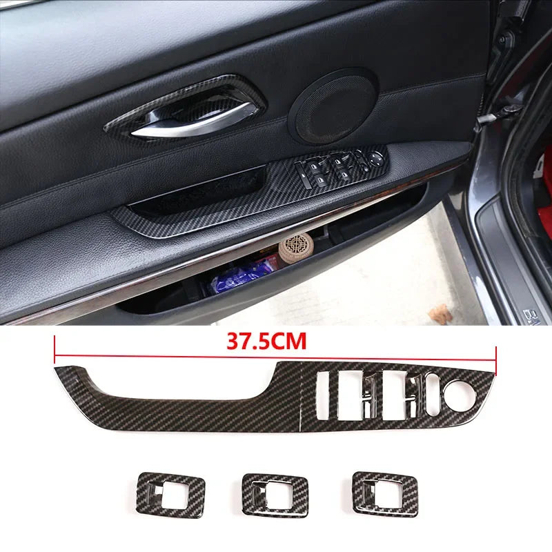 For BMW 3 Series E90 2005-2012 Car Carbon Fiber Interior Decoration Cover Stickers Dashboard Console Gear Shift Door Handle Trim
