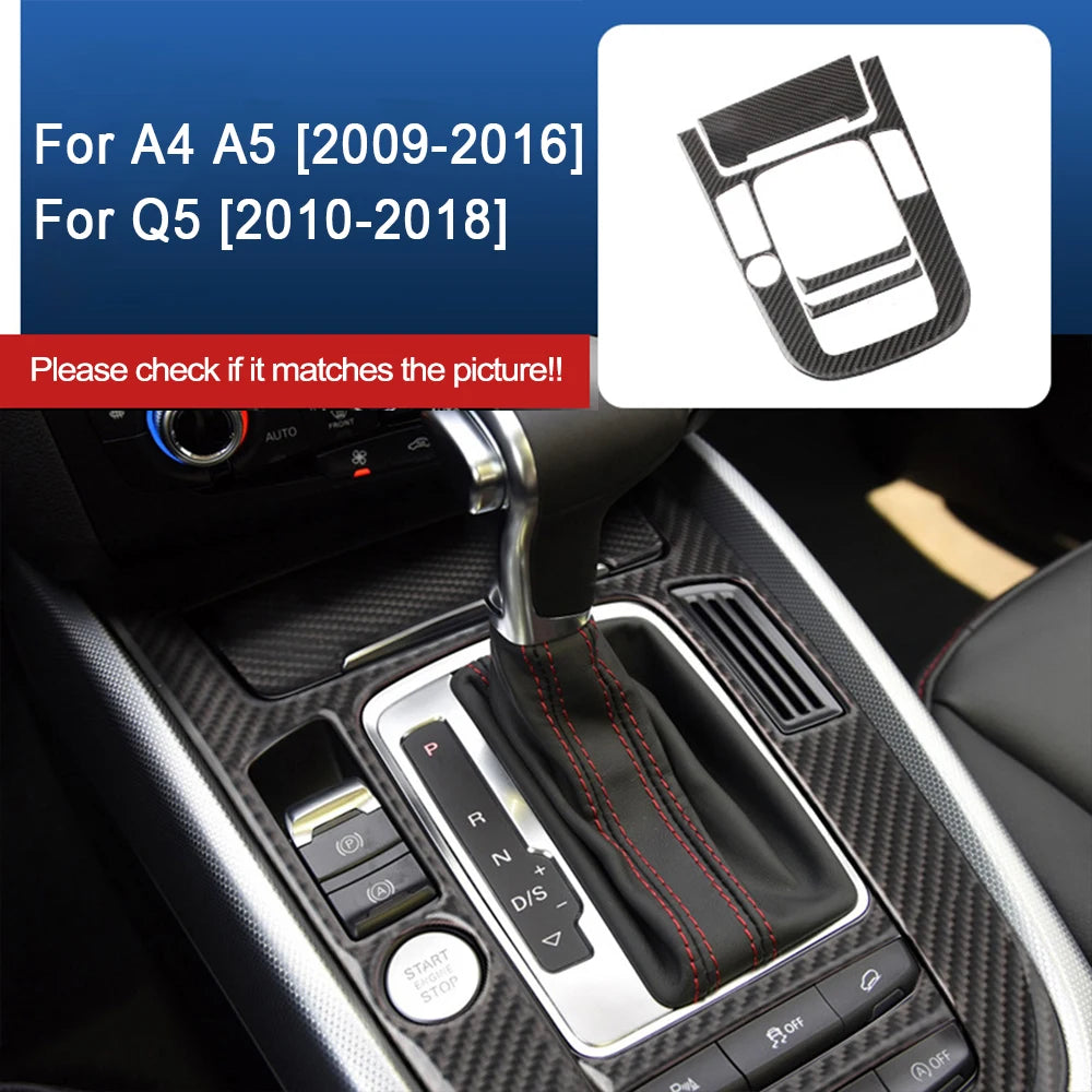 For Audi A4 B8 A5 Q5 2009-2018 Interior Accessories Carbon Fiber Car Console Gear Shift Panel Decoration Cover Trim Sticker