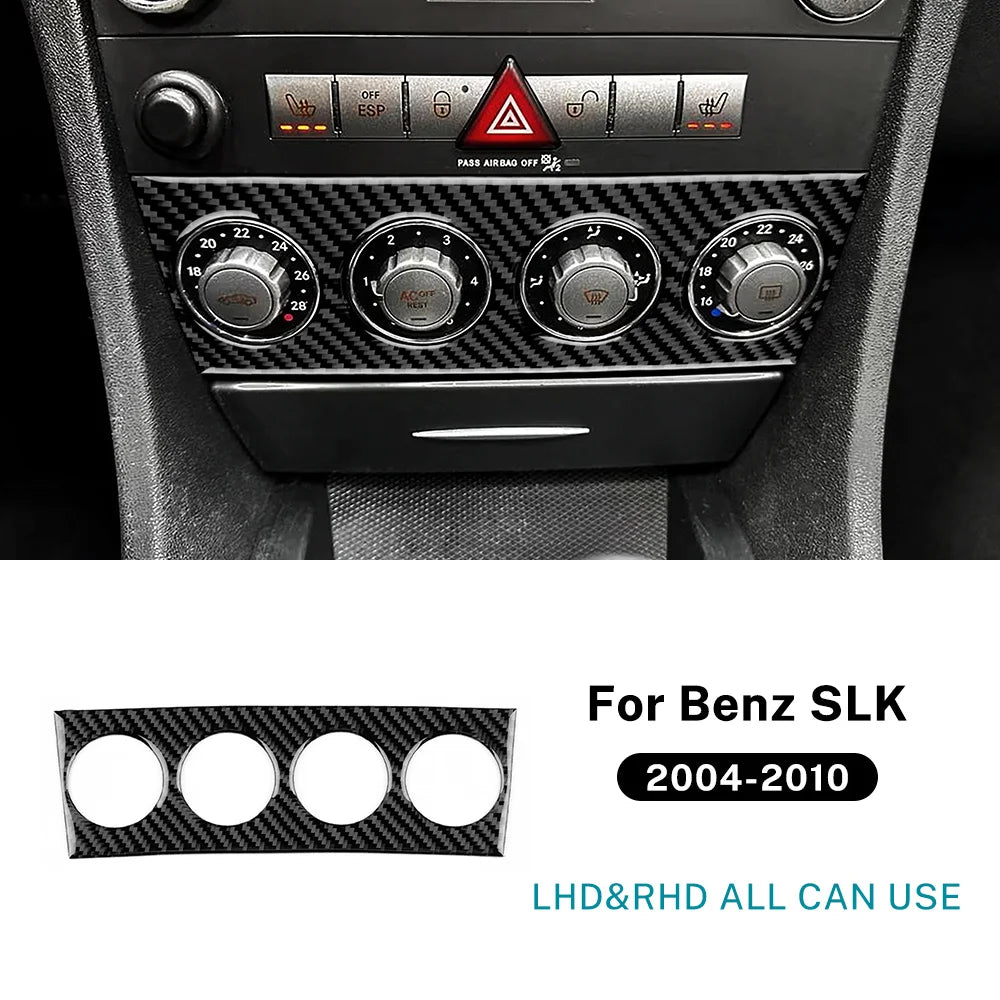 Real Soft Carbon Fiber Trim Sticker For Mercedes Benz SLK R171 2004 2005 2006 2007 2008 2009 2010 Car Central Control AC Panel