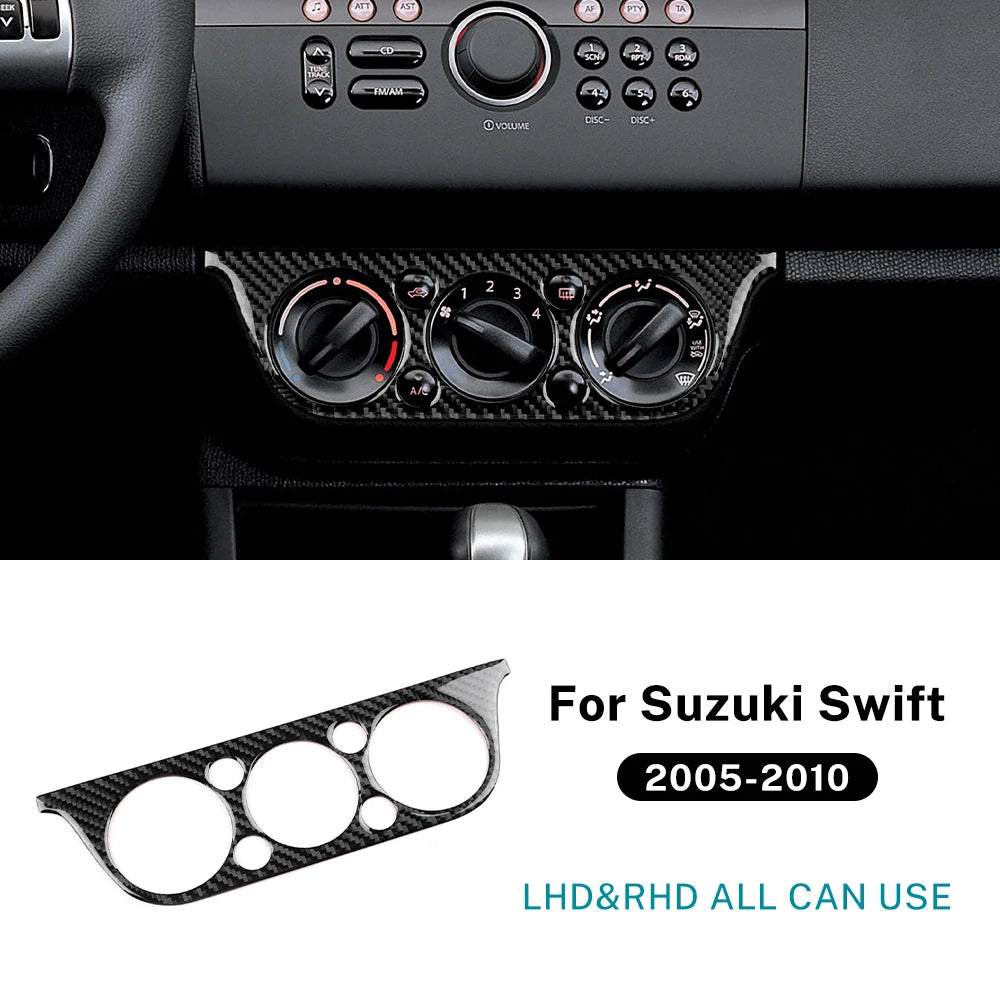 Real Soft Carbon Fiber Sticker For Suzuki Swift ZC31S 2005 2006 2007 2008 2009 2010 LHD RHD Car Central Control AC Frame Trim