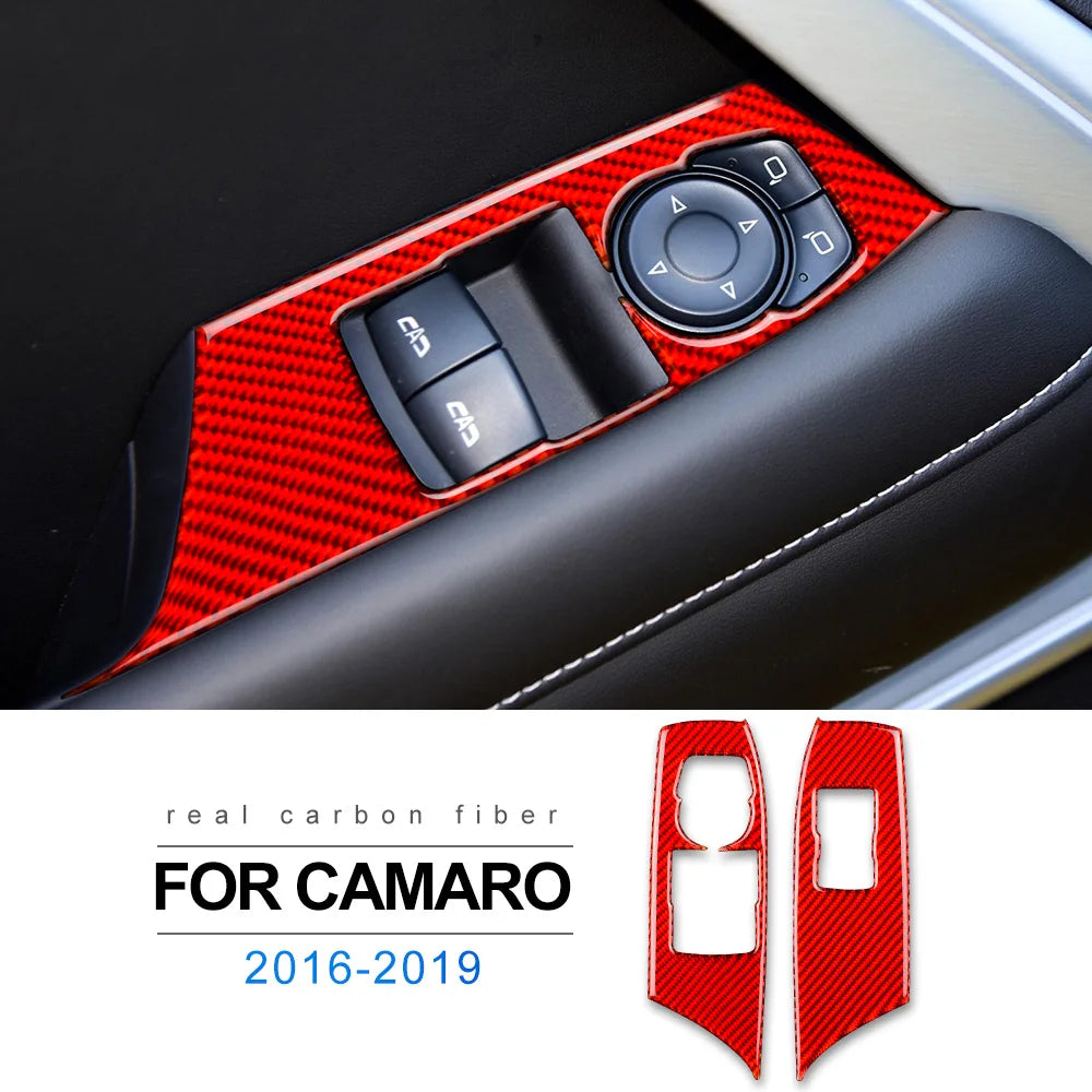Real Carbon Fiber for Chevrolet Camaro 2016 2017 2018 2019 2020 2021 2022 2023 Car Interior Trim Red Black Accessories Sticker