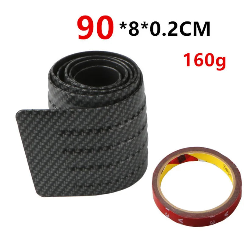 Universal Carbon Fiber Car Trunk Door Guard Strips Sill Plate Protector Rear Bumper Guard Rubber Mouldings Pad Trim Cover Strip