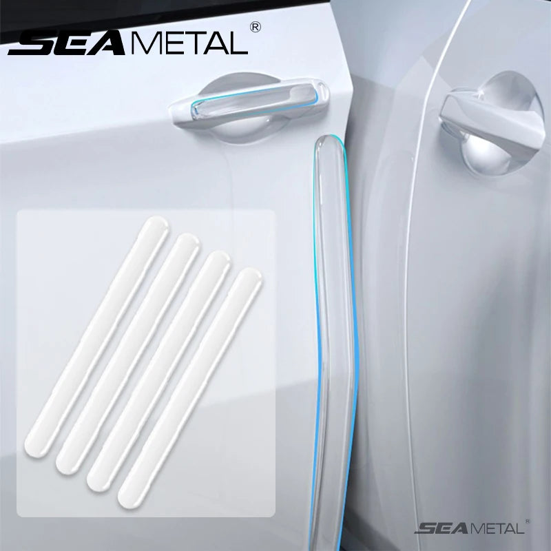SEAMETAL 4PCS Extended Car Door Bumper Strip Transparent Bod