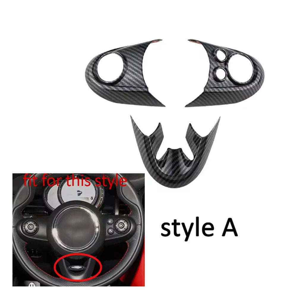 3pcs ABS Carbon Fiber For BMW MINI Cooper F54 F55 F56 F57 F60 Steering Wheel Trim Cover Sticker Car Interior Accessories