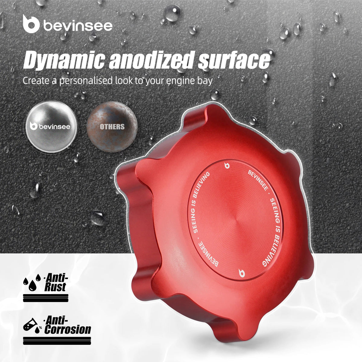 BEVINSEE M Style Engine Oil Filler Neck Sealing Cap for BMW 