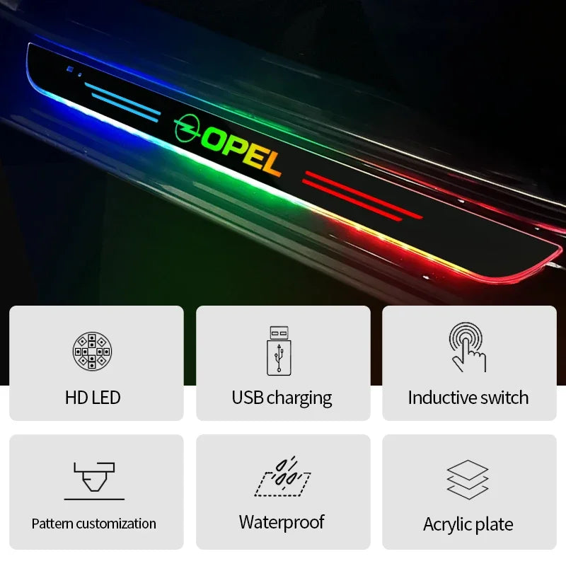 Car Acrylic LED Welcome Pedal Door Sill Light For Opel Zafir