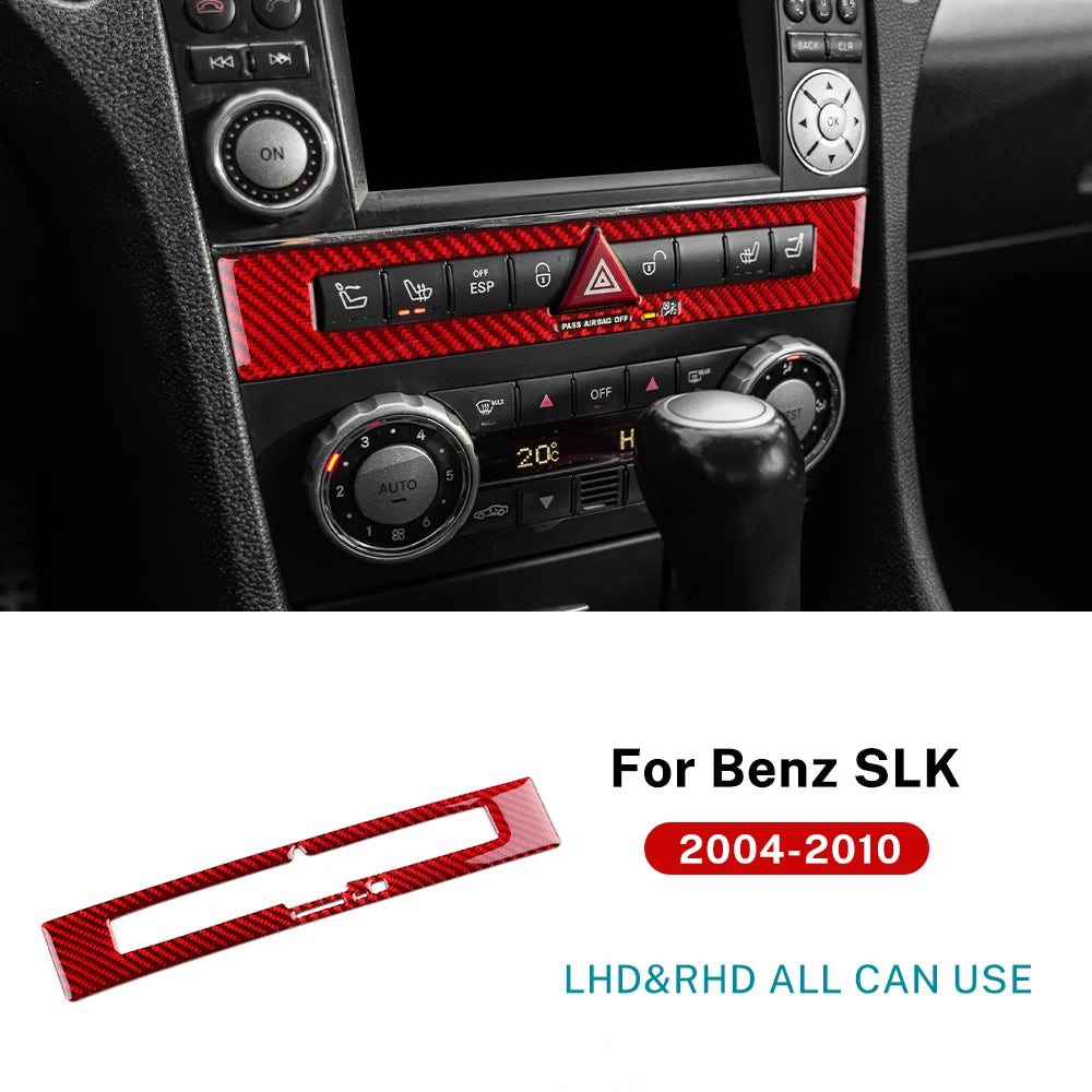Real Soft Carbon Fiber Trim Sticker For Mercedes Benz SLK R171 2004 2005 2006 2007 2008 2009 2010 Car Central Control AC Panel