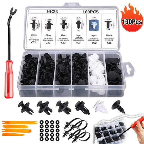 100Pcs Car Clip 6 Size Auto Interior Plastic Bumper Clips Ri