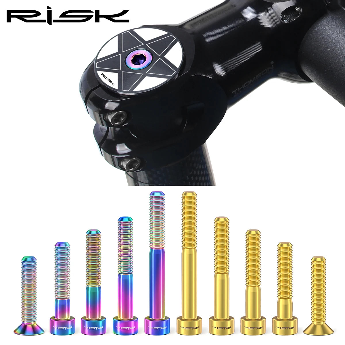 RISK Titanium Bicycle Screw Bike Headset Stem Cap Cover Bolt