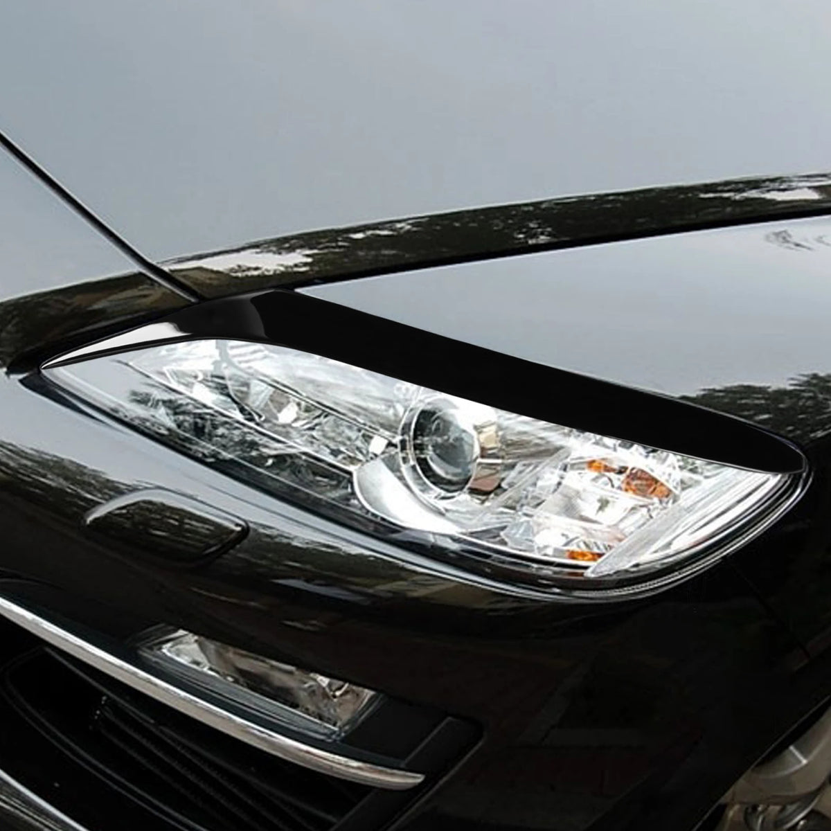Car Front Headlight Eyebrow Eyelid Eyelash Cover Trim Piano 