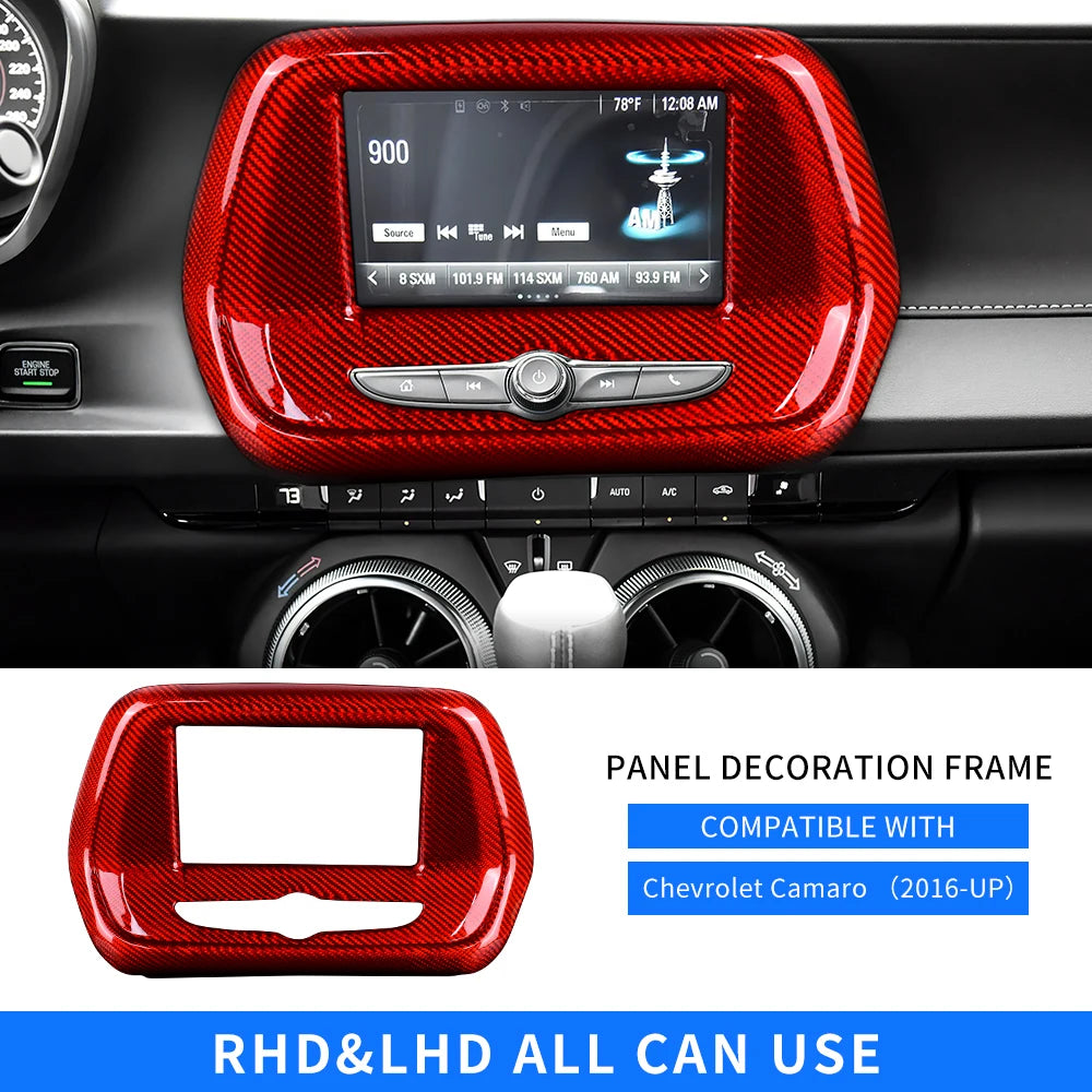 Real Carbon Fiber for Chevrolet Camaro 2016 2017 2018 2019 2020 2021 2022 2023 Car Interior Trim Red Black Accessories Sticker