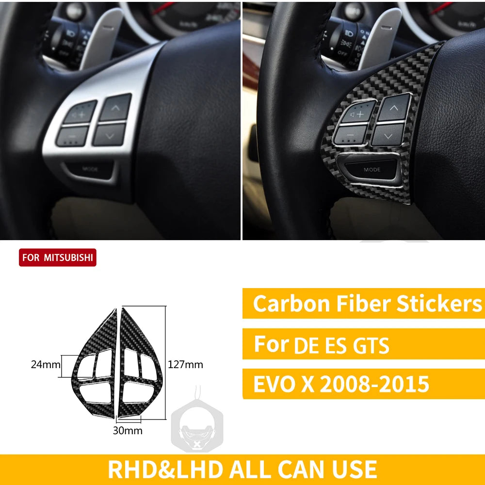 For Mitsubishi Lancer EVO X MR 2008-2015 Carbon Interior Trim Sticker Set Speedometer Window Lifting Storage Car Accessories