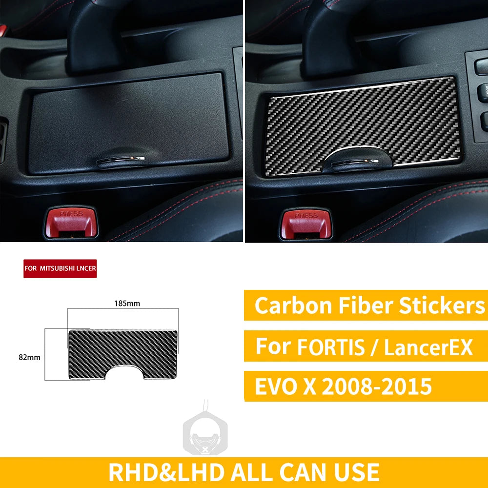For Mitsubishi Lancer EVO X MR 2008-2015 Carbon Interior Trim Sticker Set Speedometer Window Lifting Storage Car Accessories