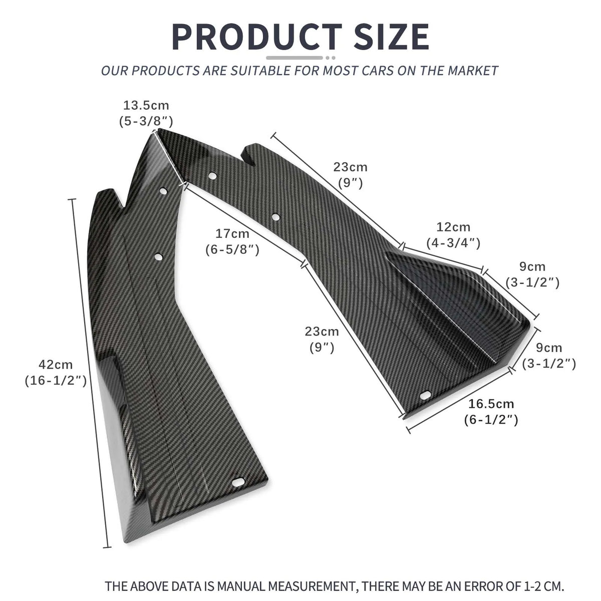 Universal Car Rear Bumper Spoiler Lip Carbon Fiber Wing Trim