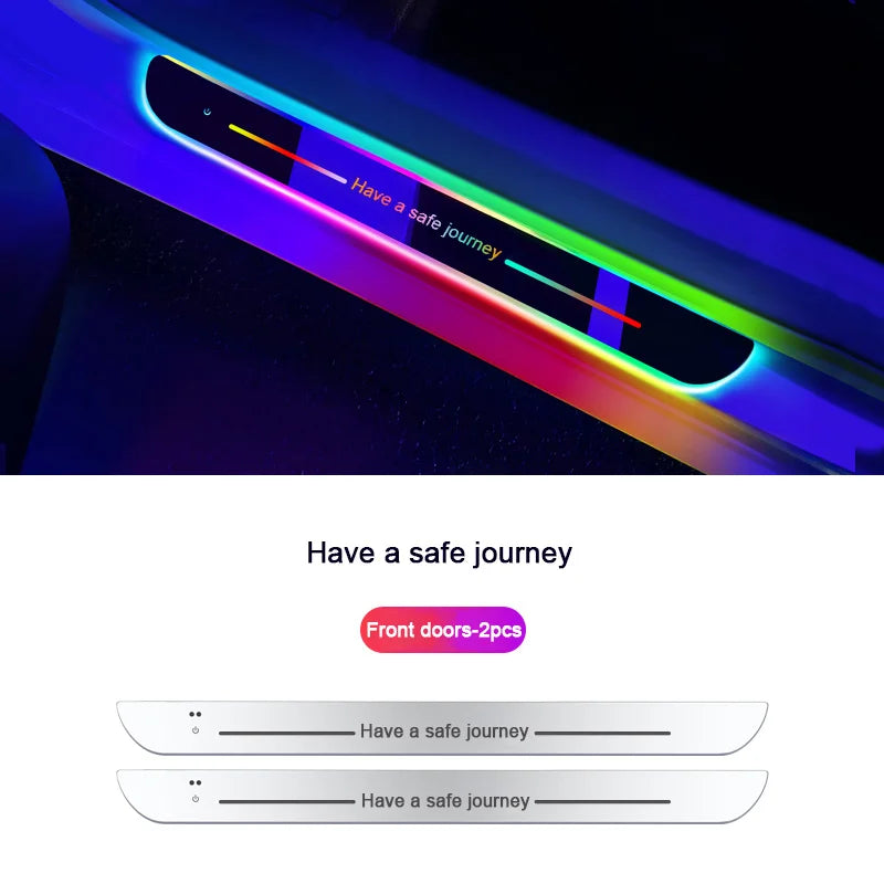 4pcs Customized Car Glows Welcome Door Sill Strip Welcome Pedal Luminous Ambient Light Anti-kick Anti-dirty Protection Pedal