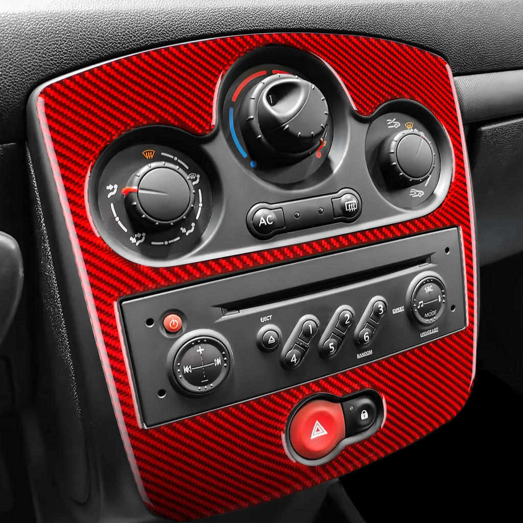 Carbon Fiber For Renault Clio 3 MK3 2006-2012 Car Center Console Dashboard Trim Radio AC CD Panel Cover Sticker Auto Accessories