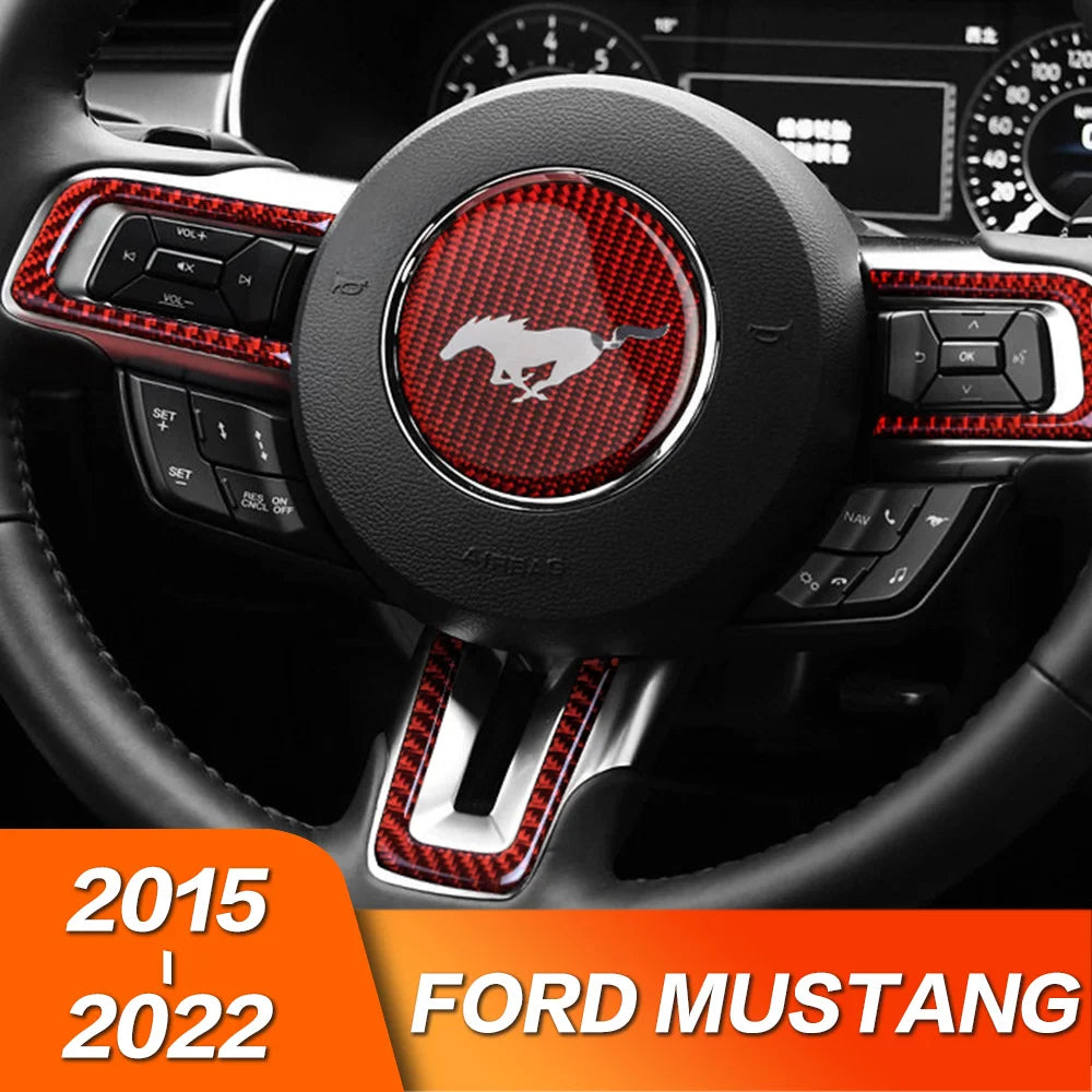 4pcs Carbon Fiber Car Steering Wheel Stickers Interior Trim 
