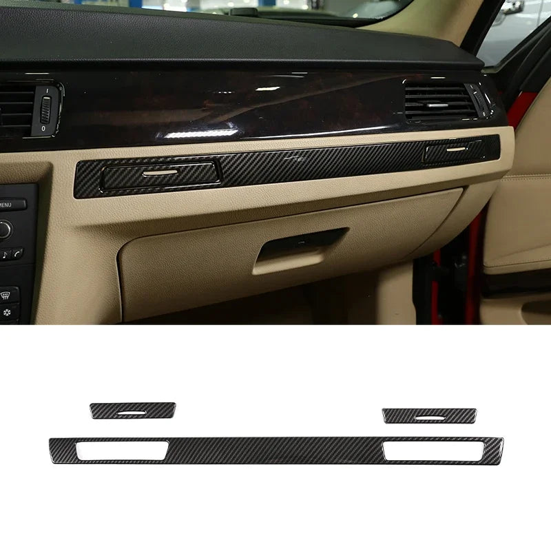 For BMW 3 Series E90 2005-2012 Car Carbon Fiber Interior Decoration Cover Stickers Dashboard Console Gear Shift Door Handle Trim