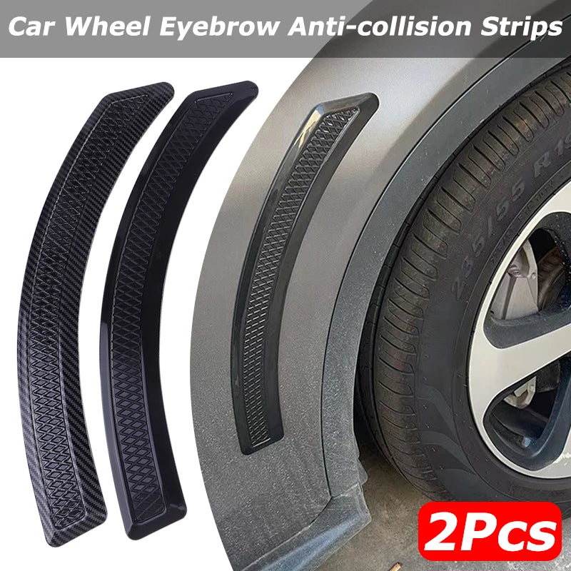 2pcs Widened Carbon Fiber Rubber Car Wheel Eyebrow Universal