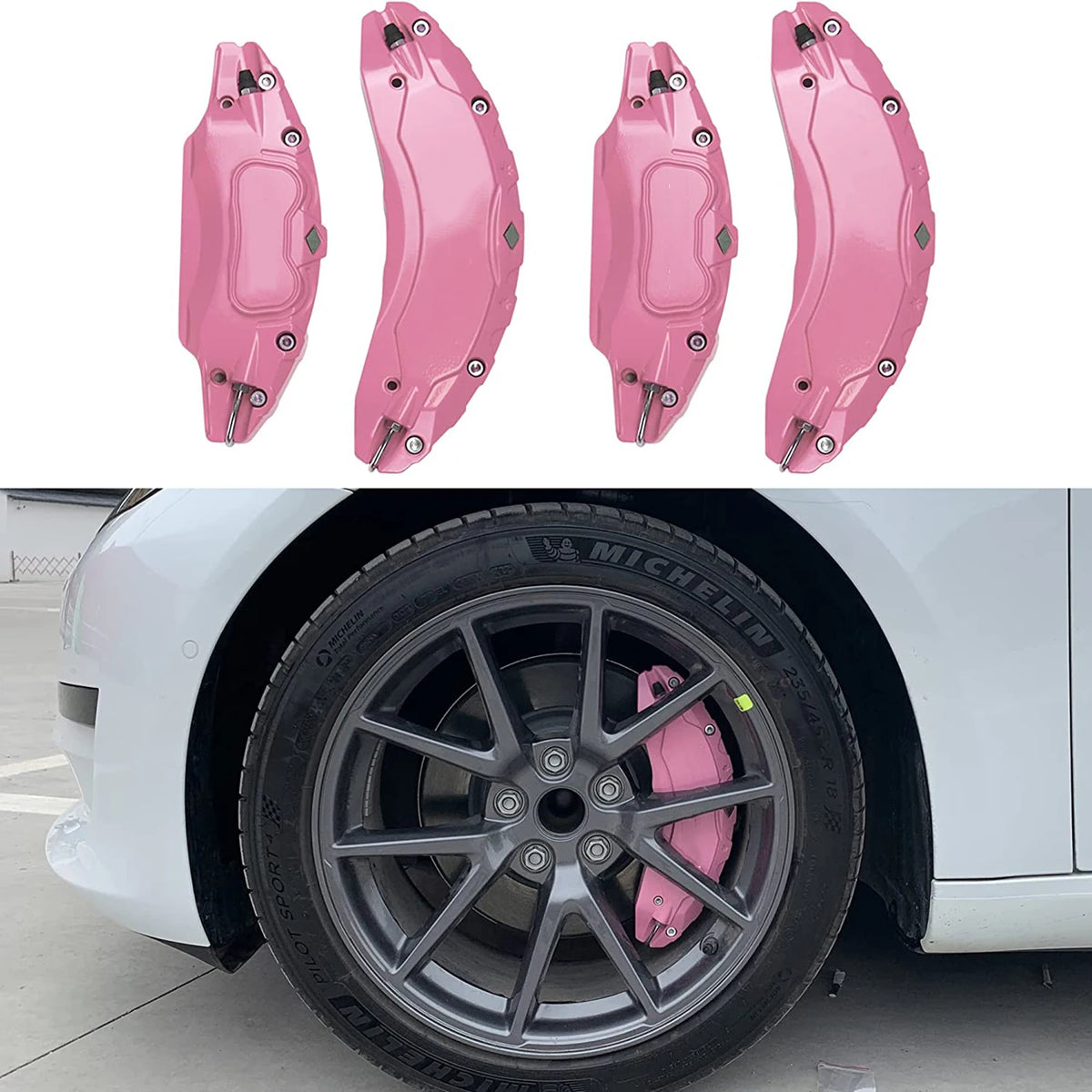 4pcs Brake Caliper Covers for Tesla Model 3 2017 2018 2019 2020 2021 2022 2023 Accessories With Stickers(Not Fit Model 3 2024)