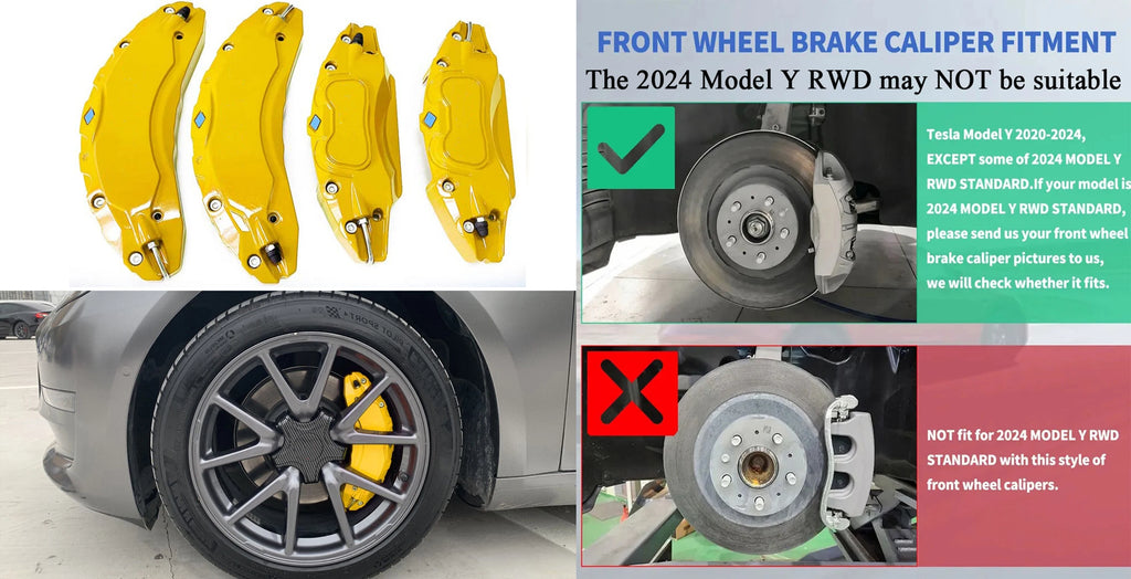 Brake Caliper Covers for Tesla Model Y 2020 2021 2022 2023 2024 Accessories with Decals (Not Fit RWD 2024 Made in Berlin)