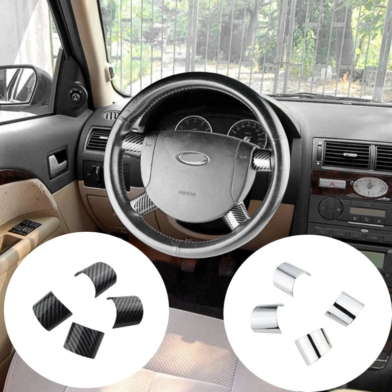 4Pcs/Set Interior Car Steering Wheel Panel Cover Trim Sticke