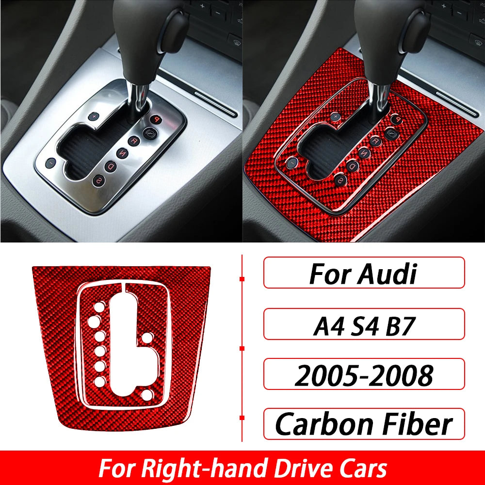 For Audi A4 S4 B7 2005-2008 Car Accessories Real Carbon Fiber Gear Shift Panel Set Cover Trim Interior Sticker Modification
