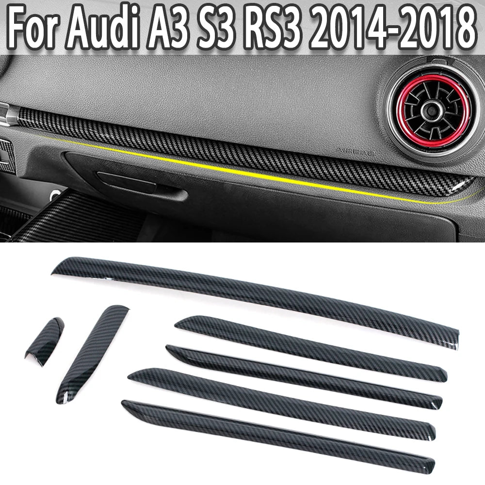 Car LHD Center Console Door Panel Carbon Fiber Trim ABS For 