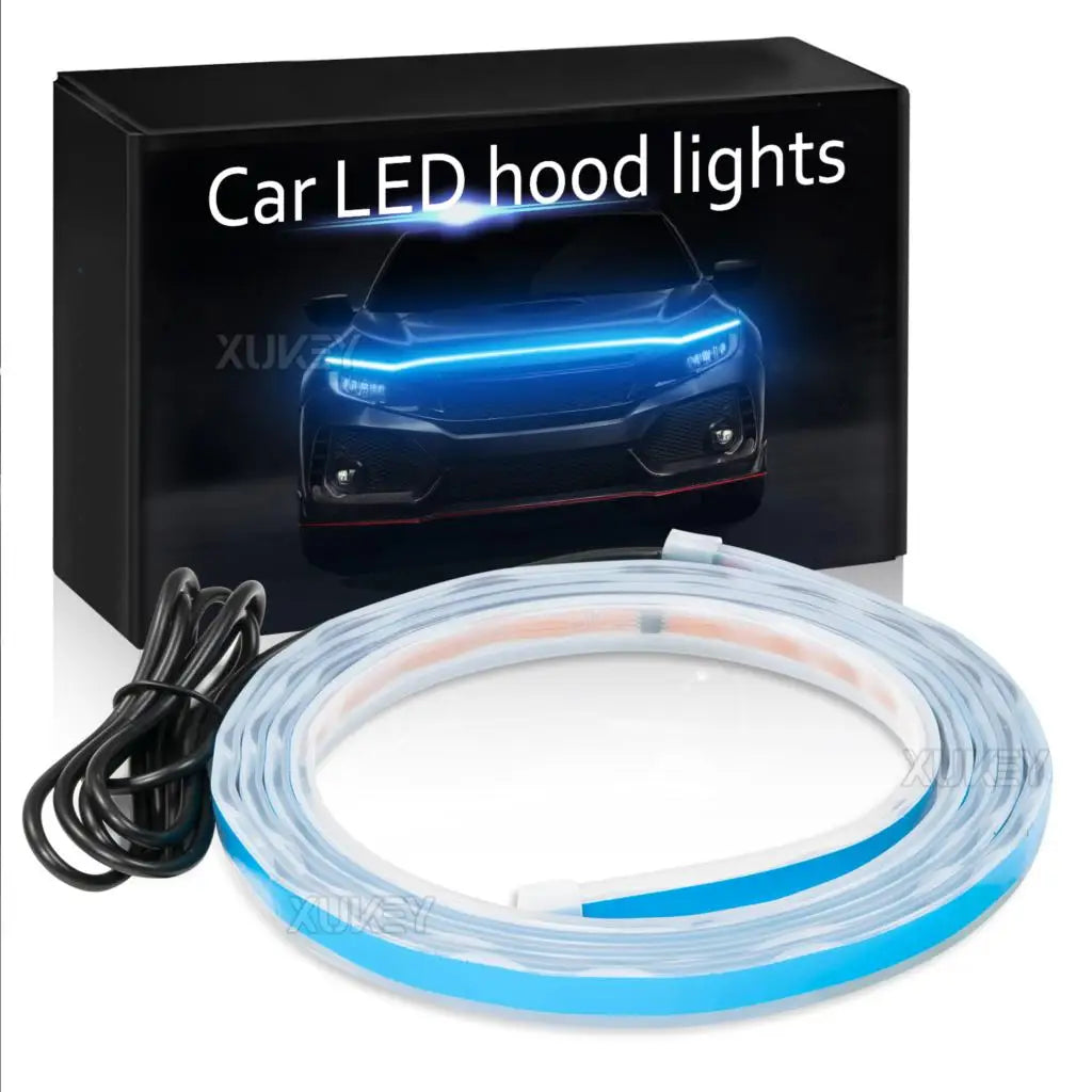 Led Car Hood Lights Strip White Red Blue Slim Car Decorative Atmosphere Lamps DRL Auto Daytime Running Lights 12V 180cm/ 70Inch