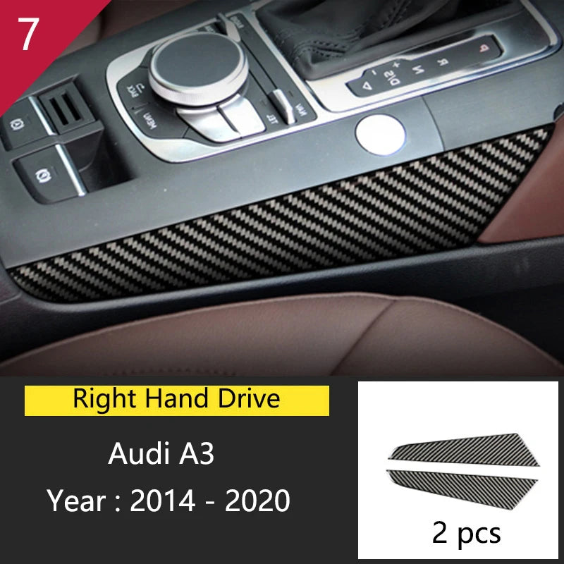 Car Styling Center Console Gear Shift Panel Decoration Cover Sticker Trim For Audi A3 8V S3 2014-2019 Carbon Fiber Accessories