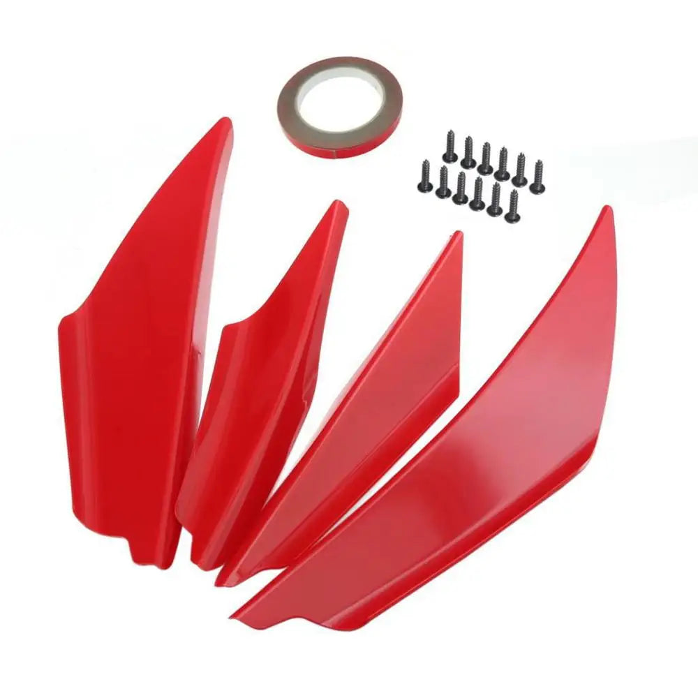 4Pcs Universal Car Front Bumpers Spoilers Set scratch strip Carbon Fiber Auto Front Bumper Body Lip Canards Splitter Trim Kits