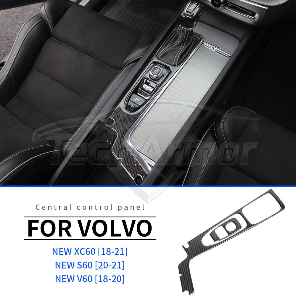 Car Center Console Gear Panel Carbon Fiber Sticker Protector Set For Volvo CX60 S60 V60 CX90 2018-2025 Auto Interior Accessories