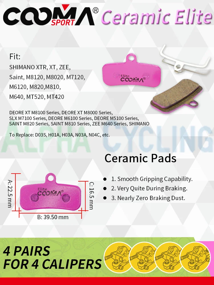 4 Pairs 8 PCS Ceramic Bicycle Brake Pads for SRAM Avid Shima
