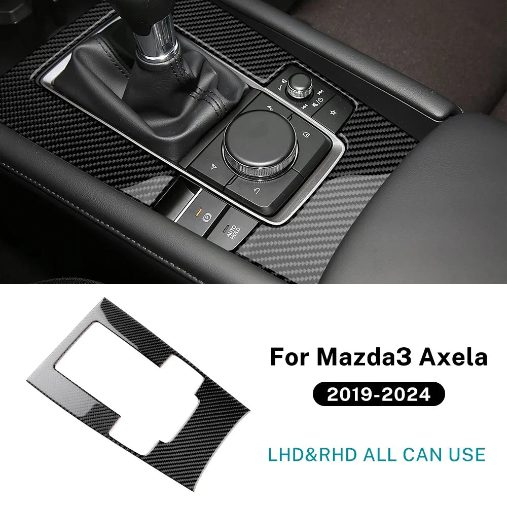 For Mazda 3 Axela 2019 2020 2021 2022 2023 2024 2025 Manual Automatic Car Gear Shift Panel Trim Real Soft Carbon Fiber Sticker