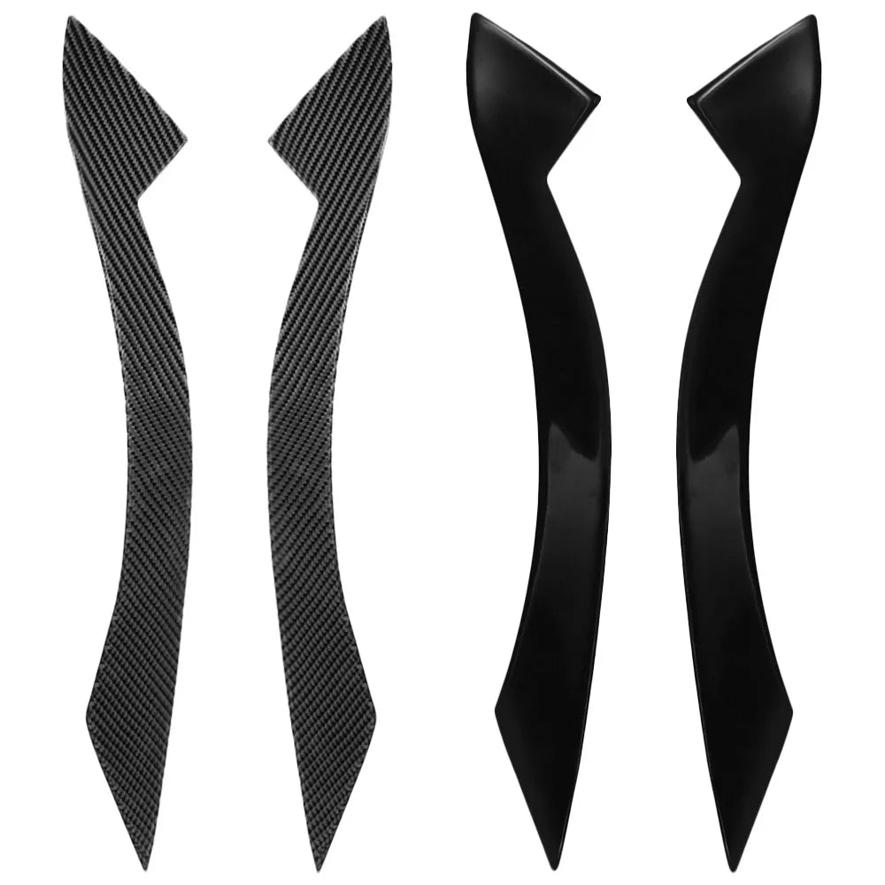 2pcs Car Headlight Eyebrow Eyelid Cover Trim ABS Black/Carbo