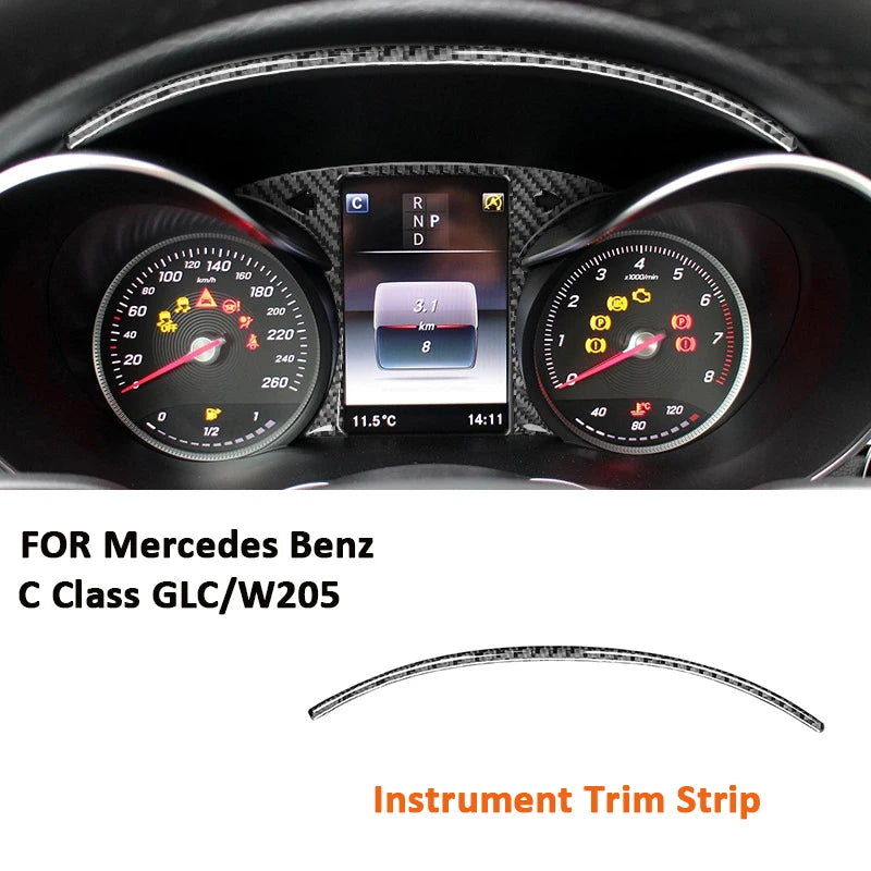 Carbon Fiber Car Instrument Screen Panel Trim Frame Interior Decoration Sticker For Mercedes Benz 2016-2019 C Class GLC W205