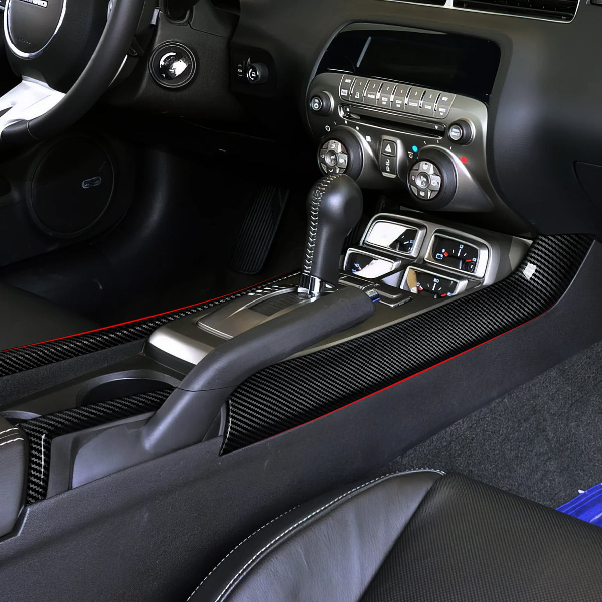 ABS Car Center Console Gear Shift Side Trim Strip Carbon Fib