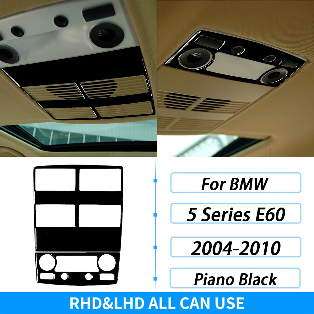 For BMW 5 Series E60 2004-2007 Piano Black Gear Shift Steering Wheel Air Outlet Panel Set Trim Car Interior Accessories Sticker