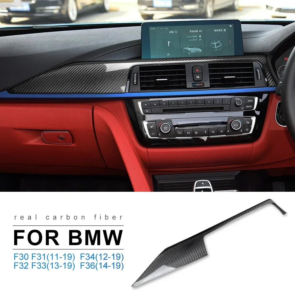 Hard Dry Carbon Fiber For BMW F30 F31 F32 F36 2011-2019 M3 F80 2014-2018 Car Center Console Dashboard Panel Cover Sticker